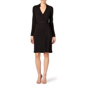 Diane von Furstenberg DVF New Jeanne Two Black Wrap Dress Size 6